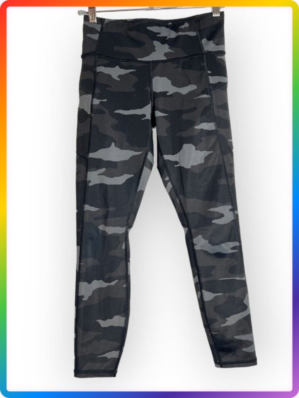 Athleta Camo Contender 7/8 High Rise Tight SIZE XSP Petite Black Gray Active